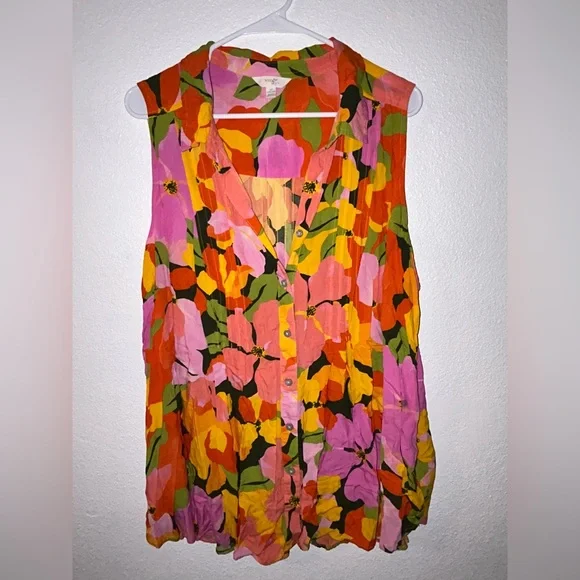 Terra & Sky Multicolor Floral Button-Down Blouse - Picture 1 of 5